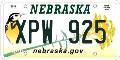 NE license plate XPW925