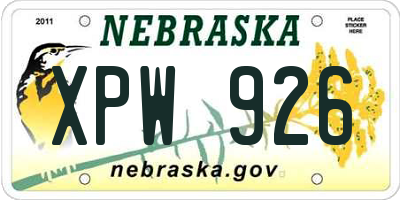 NE license plate XPW926