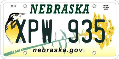 NE license plate XPW935