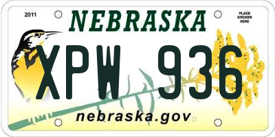 NE license plate XPW936
