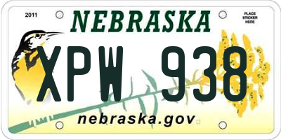 NE license plate XPW938