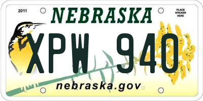 NE license plate XPW940