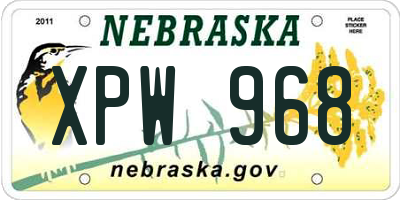 NE license plate XPW968