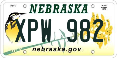 NE license plate XPW982