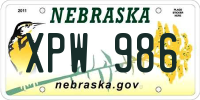 NE license plate XPW986