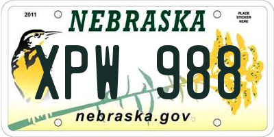 NE license plate XPW988