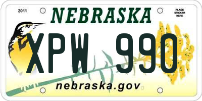 NE license plate XPW990