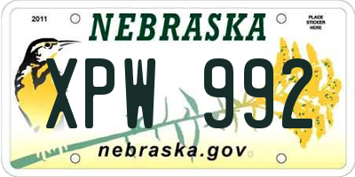NE license plate XPW992