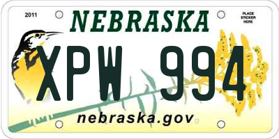 NE license plate XPW994