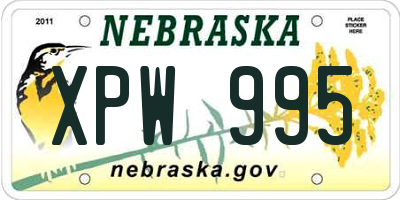 NE license plate XPW995