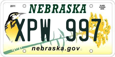 NE license plate XPW997