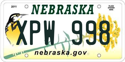 NE license plate XPW998