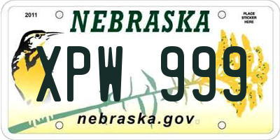 NE license plate XPW999