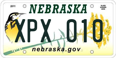 NE license plate XPX010
