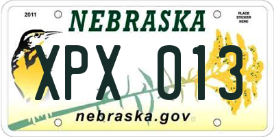 NE license plate XPX013