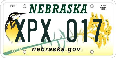 NE license plate XPX017
