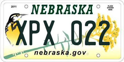 NE license plate XPX022
