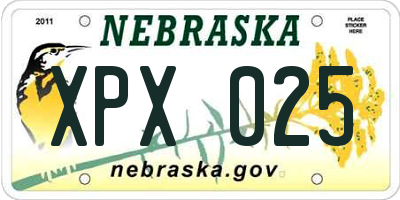 NE license plate XPX025