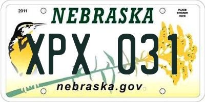 NE license plate XPX031