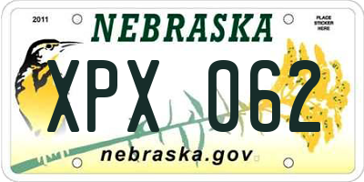 NE license plate XPX062