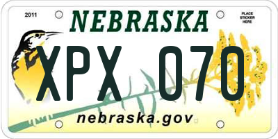 NE license plate XPX070