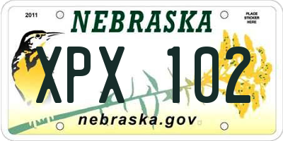 NE license plate XPX102