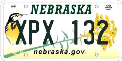 NE license plate XPX132