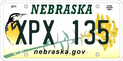 NE license plate XPX135