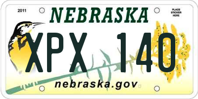 NE license plate XPX140