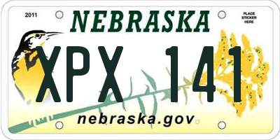 NE license plate XPX141
