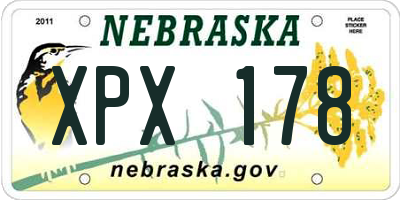 NE license plate XPX178