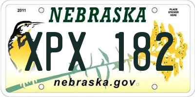 NE license plate XPX182