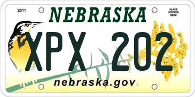 NE license plate XPX202