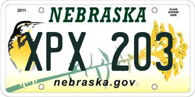 NE license plate XPX203