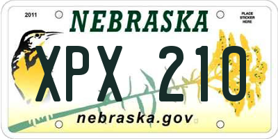 NE license plate XPX210