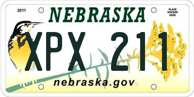 NE license plate XPX211