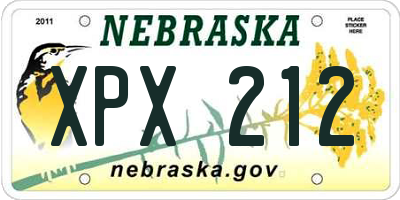 NE license plate XPX212