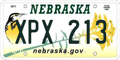 NE license plate XPX213