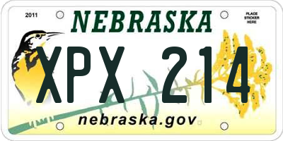 NE license plate XPX214