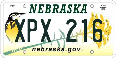 NE license plate XPX216