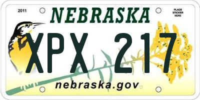 NE license plate XPX217