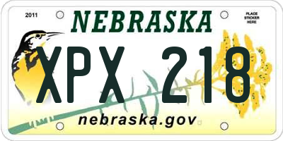 NE license plate XPX218
