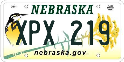 NE license plate XPX219