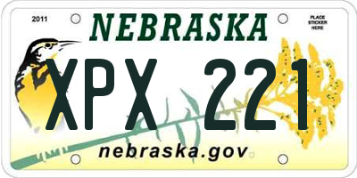 NE license plate XPX221