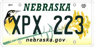 NE license plate XPX223
