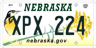 NE license plate XPX224