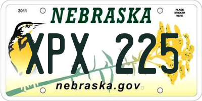 NE license plate XPX225
