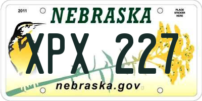 NE license plate XPX227