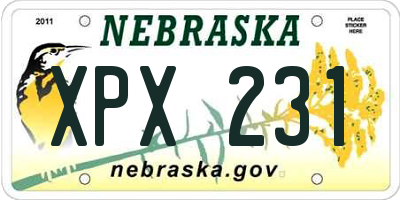 NE license plate XPX231