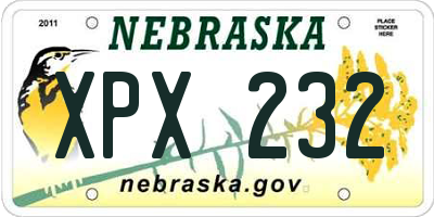 NE license plate XPX232